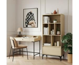 Bibliothèque Kistiandi 137 x 60 x 35 cm effet chêne clair
