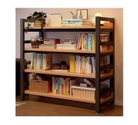 Bibliothèque L60/80/100/120 x L32 x H125 cm, bibliothèques industrielles à 4 Niveaux sur Pied, Hauteur de Sol réglable, avec Doubles Barres latérales et kit Anti-basculement(Pearwood-80x32x125cm)