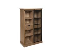 Bibliothèque Lazare avec porte vitrée coulissante - Marron