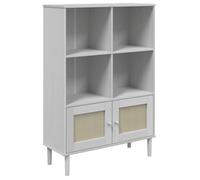 Bibliothèque - mango - Meuble de rangement - SENJA aspect de rotin Blanc - bois massif de pin M757
