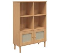 Bibliothèque - mango - Meuble de rangement - SENJA aspect de rotin marron bois massif de pin M437