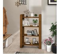 Bibliothèque - Marron miel - 80x35x125 cm - Bois massif - Meuble de salon - Adulte