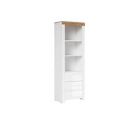 Bibliothèque meuble de rangemenbt avec 3 tiroirs et 4 étagères,coloris Blanc/Chêne wotan - Longueur 68 x Profondeur 42 x Hauteur 203,5 cm - -