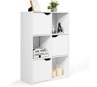 Bibliothèque Meuble de Rangement à 3 Niveaux 60x29x90CM avec 6 Compartiments et 3 Portes de GOPLUS