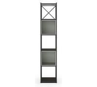 Bibliothèque, meuble étagère aspect bois coloris vert et métal noir - Longueur 36 x Profondeur 39 x Hauteur 179 cm - -