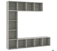 Bibliothèque/Meuble TV - vidaXL - 180x30x180 cm - Gris béton - bois d'ingénierie - Lot de 3 - 12 compartiments - Facile à nettoyer 1