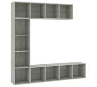 Bibliothèque / Meuble TV - vidaXL - bois d'ingénierie - gris béton - 12 compartiments - 1 étagère - 180 x 30 x 180 cm(574665)