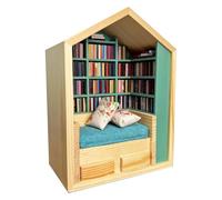 Bibliothèque Miniature Stress - 23 x 17 x 10 cm, petite décoration de bibliothèque, 200 livres miniatures | Coussins, décoration de table anti-stress pour étudiants, table de chevet, voyage, maison