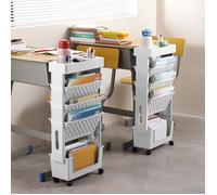 Bibliothèque mobile 5 niveaux en PP ABS, étagère ouverte, avec 4 roulettes pivotantes, 78 x 37,5 x 15 cm, pour bureau maison classe
