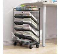 Bibliothèque mobile sur roulettes, chariot compact en métal pour le rangement de bureau, présentoir d'angle au sol, organisateur de magazines pour espaces étroits