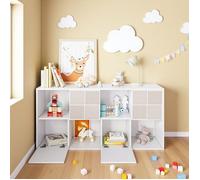 Bibliothèque Modulaire Blanche 8 Casiers, Étagère de Rangement avec Portes Sculptées, Meuble pour Salon Chmabre Bureau