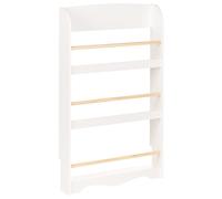 Bibliothèque Murale en Bois de Pin MDF Suspendue 3 Etages Chambre Enfant Blanche