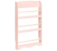 Bibliothèque Murale en Bois de Pin MDF Suspendue 3 Etages Chambre Enfant Rose