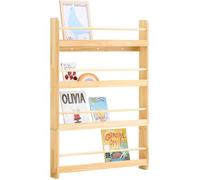 SoBuy Bibliothèque pour enfants Étagère murale Chambre d'enfants Étagère de rangement avec 4 étagères pour livres Jouets et décoration Chambre d'enfants Meubles KMB08-N