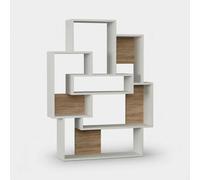 Toilinux - Etagère bibliothèque design bois Barce - L. 101 x H. 132 cm - Blanc - Barce Blanc G