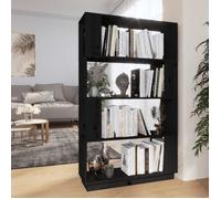 Bibliothèque - Noir - 80x25x132 cm - Bois massif - Meuble de salon - Séparateur de pièce