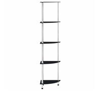 Bibliothèque - Noir - Étagère 5 niveaux - pour salon - Noir 30x30x130 cm Verre trempé B4703