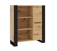 Bim Furniture Étagère Nuka – style industriel, 6 niveaux, Chêne artisan/Noir mat, 90x45x110 cm