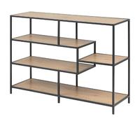 Bibliothèque ouverte 4 étagères en MDF et métal - Beige et Noir