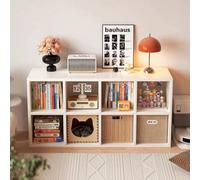Bibliothèque Ouverte 8 Casiers,Meuble de Rangement en Bois Massif,Étagère Sur Pied avec Anti-Basculement,Bibliothèque Cubique pour Livres,Jouets et Décoration,Chambre Ou Salon 120*30*75cm