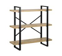 Bibliothèque Ouverte à 3 Niveaux en Bois Clair Cadre métallique Noir Timber