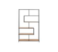 Bibliothèque ouverte finition bois clair et métal noir L114 cm TRESCA