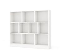 Bibliothèque ouverte - HELLOSHOP26 - 120x24x104 cm - Design moderne - 10 cases - MDF blanc