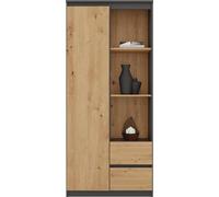 Bibliothèque ouverte RS-80 BILY – 7 étagères, 2 tiroirs | Couleur : anthracite/chêne artisanal | Dimensions : 180 x 80 x 35
