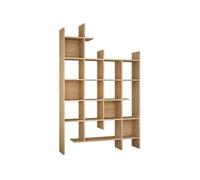 Calicosy Étagère bibliothèque Manco 18 tablettes L122×25,5×188 cm Chêne clair