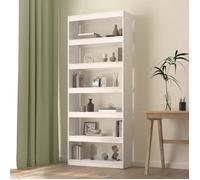 vidaXL Bibliothèque séparateur de pièce en pin massif 6 étagères Blanc 80x30x199,5 cm