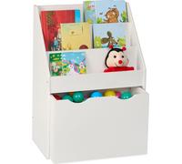 Bibliothèque pour chambre d'enfant - 3 étagères - hauteur 69,5 cm - avec coffre à jouets sur roulettes