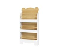 AIYAPLAY Bibliothèque pour enfant en forme d'ours 3 niveaux 44 x 15 x 110 cm bois naturel