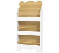 AIYAPLAY Bibliothèque pour enfant en forme d'ours 3 niveaux 44 x 15 x 110 cm bois naturel