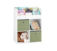 Bibliothèque pour Enfant KMB79-W SoBuy - avec 3 Étagères, 4 Compartiments et 2 Boîtes de Rangement, 60x34x80 cm