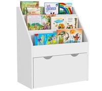 AIYAPLAY Bibliothèque pour enfants rangement pour livres et jouets multi-rangement avec 3 niveaux d'étagères et tiroir, 62,5L x 30l x 70H cm, blanc
