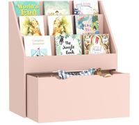 Bibliothèque pour enfants - AIYAPLAY - Multi-Rangement avec 3 niveaux d'étagères et un tiroir - 62,5L x 30l x 70H cm - rose