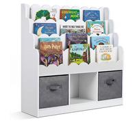Bibliothèque pour enfants avec 2 tiroirs en tissu et 4 étagères