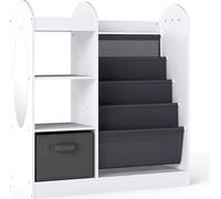 Bibliothèque pour enfants avec miroir et rangement, blanche