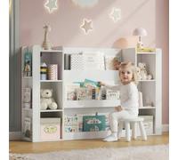 Bibliothèque pour enfants blanche 140 x 30 x 95 cm avec étagères ouvertes, coins arrondis, pour ranger jouets et livres
