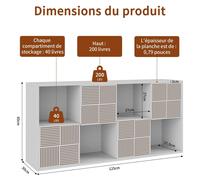 Bibliothèque pour enfants - Étagère à jouets - 8 bacs de rangement - Armoire à 4 portes - Panneau de particules - Pour chambre d'enfant - Blanc crème