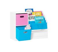 SoBuy KMB76-F Bibliothèque pour enfants Étagère pour enfants avec boîtes Étagère de rangement pour enfants Étagère à jouets Meubles de chambre d'enfant blanc LHT env. 80x61x30cm