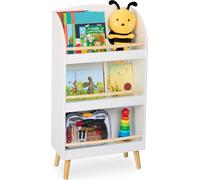 Bibliothèque pour enfants Relaxdays, dimensions : 95,5 x 50 x 24 cm, 3 étagères ouvertes pour les livres, bibliothèque pour enfants, étagère pour enfants, blanc/naturel