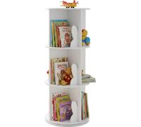 Bibliothèque pour enfants Relaxdays, pivotante, 12 étagères, H x P : 97 x 40 cm, bibliothèque pour enfants, tour à livres pour chambre d'enfant, blanche