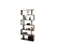 COSTWAY Bibliothèque Industrielle à 6 Niveaux 80 x 23 x 192 CM, Étagère de Rangement en Forme de S avec Pieds antidérapants, Marron
