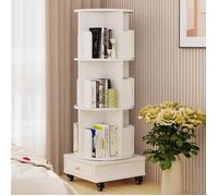 Bibliothèque Rotative 3 Niveaux - MIPAN - Avec Roulette, étagère de Rangement avec 1 Tiroirs pour Salon- 40x40x115cm - Blanc