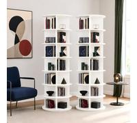 Bibliothèque Rotative 360°,7 Niveaux,Lot de 2,Blanc,161,8 cm | Lot de 2 tours à livres rotatives, 7 niveaux chacune, pour mangas, BD, romans et déco, salon, chambre, bureau et coin lecture