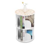 Bibliothèque rotative à 2 niveaux, petite bibliothèque, blanche | Bibliothèque pour enfants, étagère rotative en PVC, capacité de charge de 60 kg, 8 compartiments, étagère réglable à 360 °