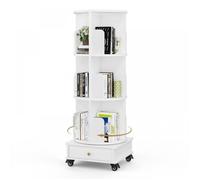 Bibliotheque Rotative à 360 degrés - MIPAN - Bibliothèque tournante avec Roulette - Pour Enfants et Adultes - 40x40x110cm - Blanc