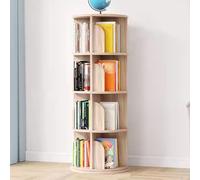 Bibliothèque rotative à 360° - Étagère d'angle à 6 niveaux, élégante finition marron clair, étagère peu encombrante et support de présentation multifonction pour la maison et le bureau