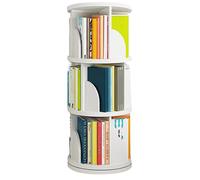 Bibliothèque Rotative À 360° - MIPAN- Étagère À 3 Niveaux - 40 × 40 × 98 cm, Blanc - Idéale Pour Salon,Bureau Et Chambre